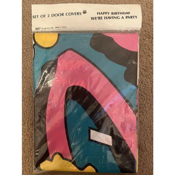 GIFTCO, INC Set Of 2 Door Covers “Happy Birthday” “We’re Having A Party” Decor - Picture 1 of 2